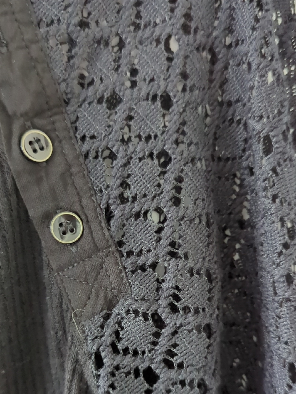 Free People Black Lace Long Sleeve Mock Neck Top - Picture 5 of 11
